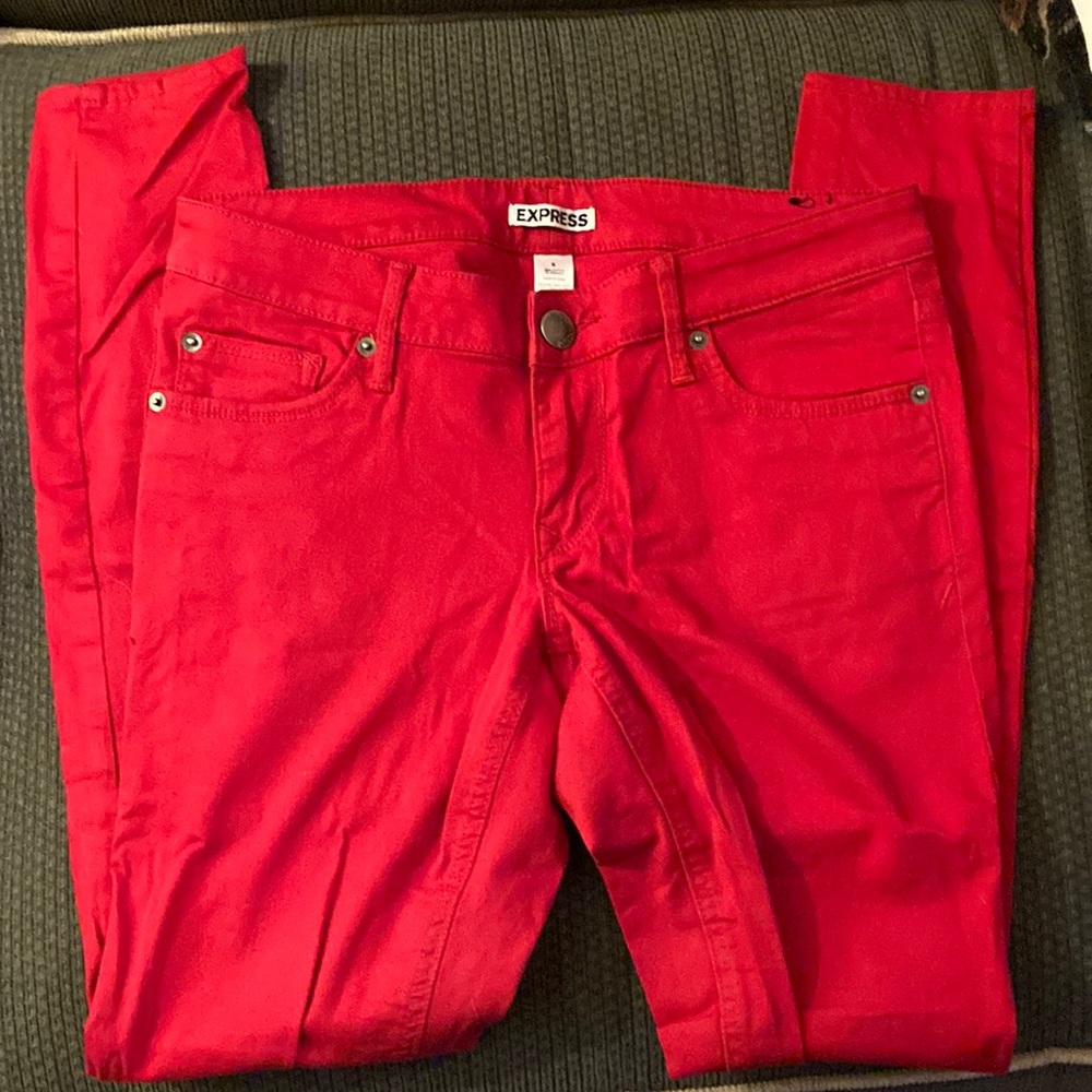 Express Red Skinny Jeans